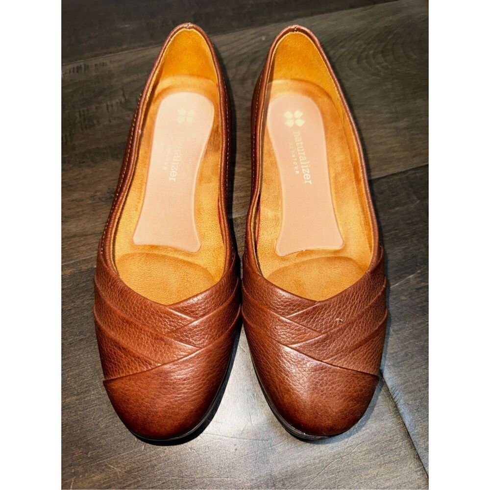 Naturalizer N5 Contour Jaye SZ  Slip On Brown Leather Flats Shoes 5.5